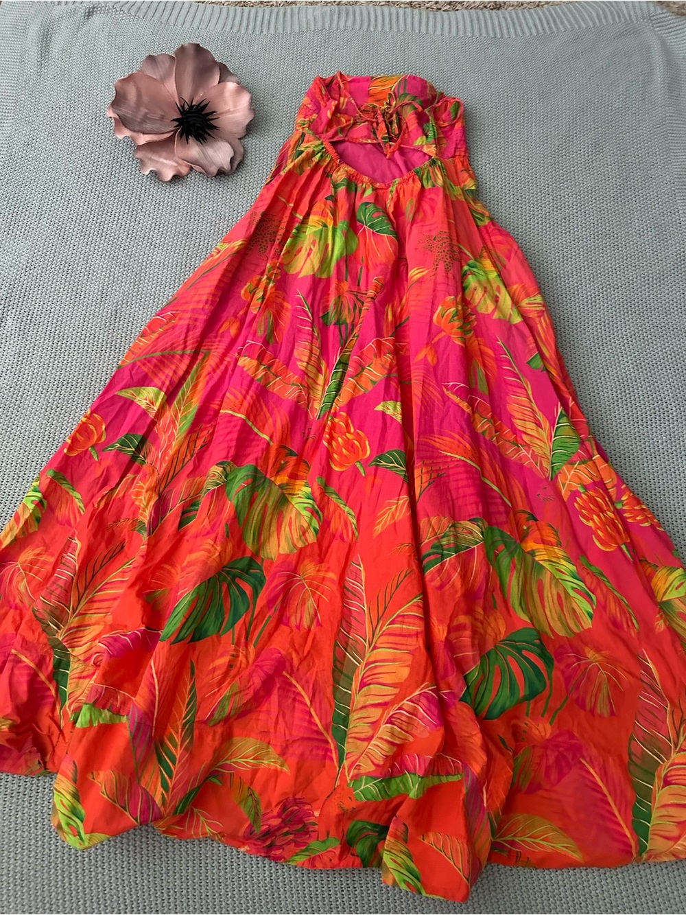 Farm Rio Ombré Forest Maxi Dress Pink Orange Multicolor Small Tropical Beach - Picture 3 of 13